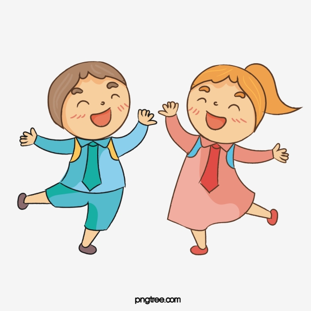 640x640 Happy Cheering Children!, Vector Png, Two Children, The Cheering