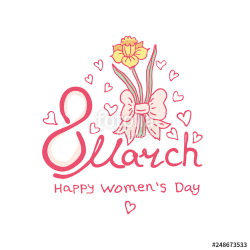 500x500 Happy Women's Day Vector Template With Flower For The March