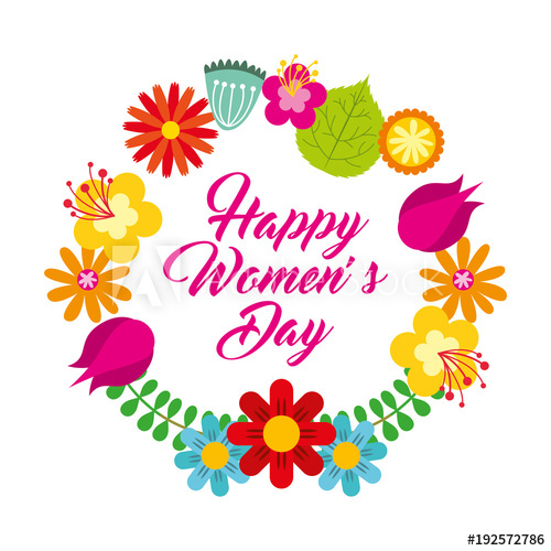 500x500 Round Frame Floral Delicate Card Happy Womens Day Vector