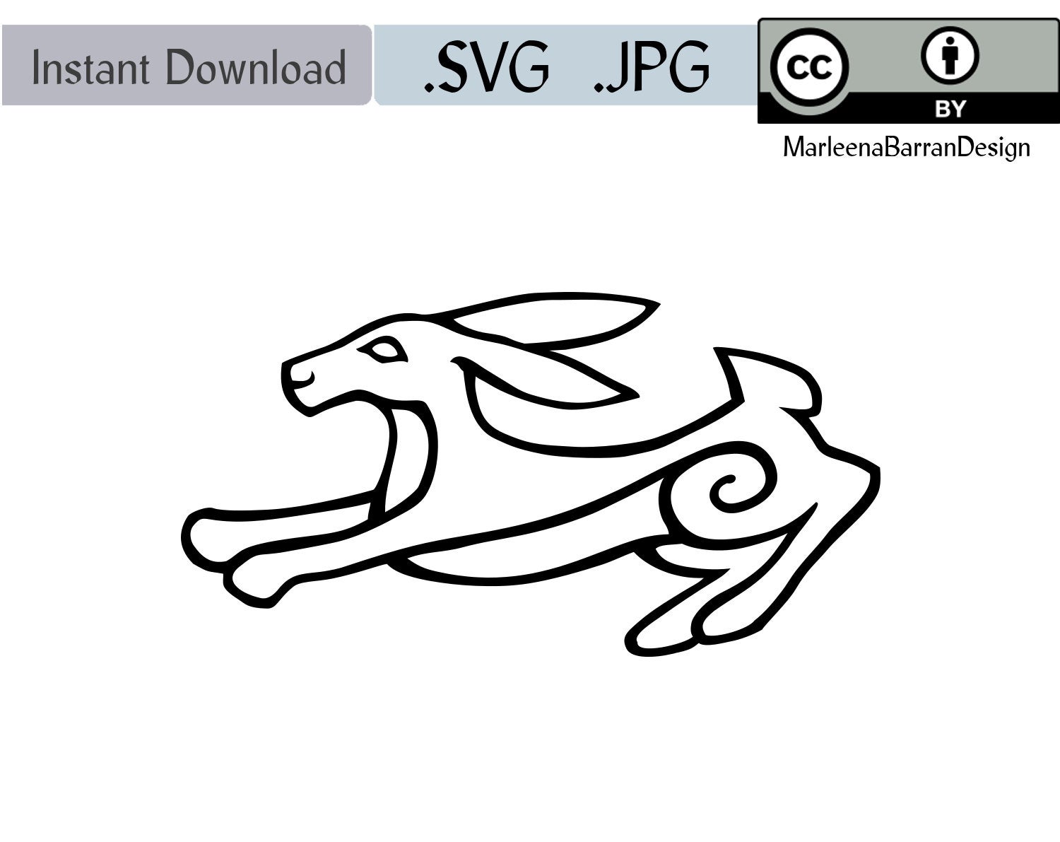 1500x1191 Running Hare Vector Graphic Royalty Free Creative Etsy