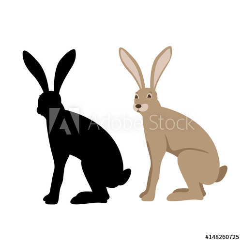 500x500 Hare Vector Illustration Style Flat Silhouette