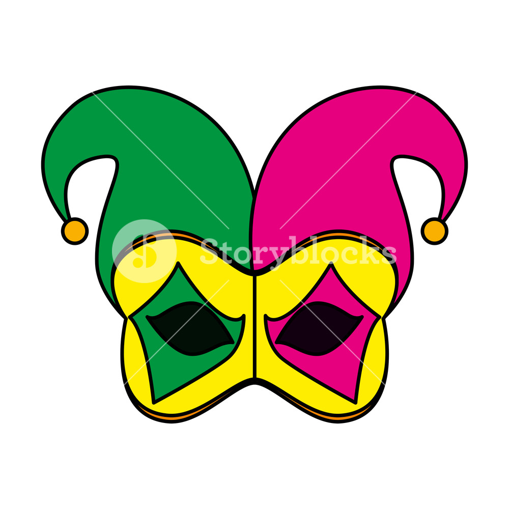 Carnival Mask With Harlequin Hat Vector Illustration Design 1000x1000 Carnival Mask With Harlequin Hat Vector Illustration Design