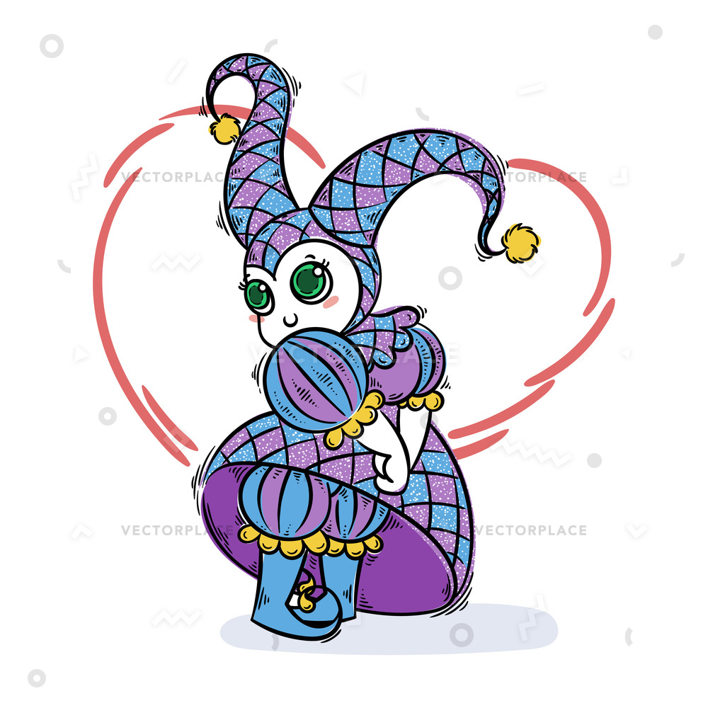 Cute Baby Harlequin Costume Cheerful Clown Vector Illustration 1000x1000 Cute Baby Harlequin Costume Cheerful Clown Vector Illustration