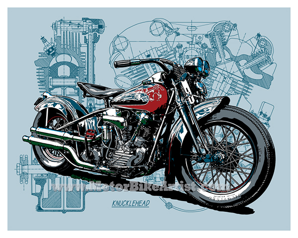 600x480 Harley Davidson Knucklehead Motorcycle Vector Art On Behance