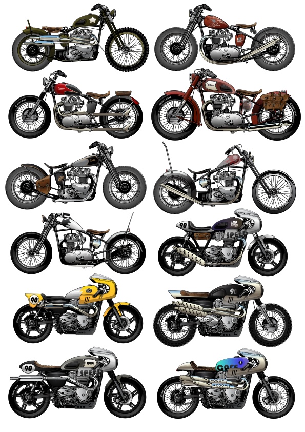 595x842 Harley Davidson Motorcycle Vector Set Free Vector Download In Cdr