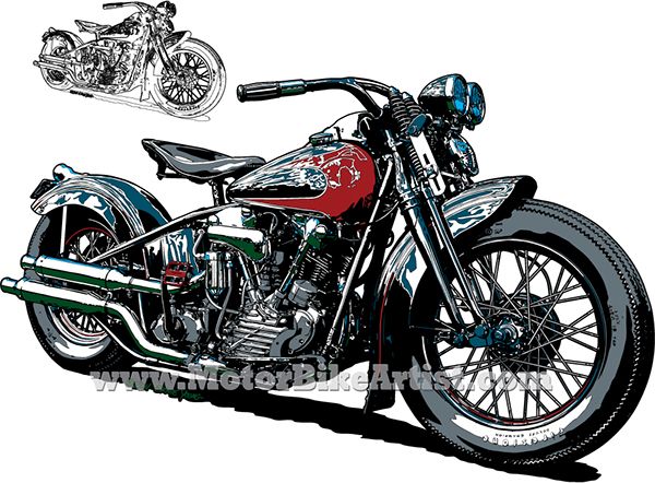 600x442 Harley Davidson Knucklehead Motorcycle Vector Art On Behance