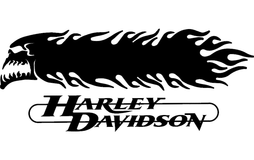 1002x633 Harley Davidson Skull And Flames Dxf Free Download