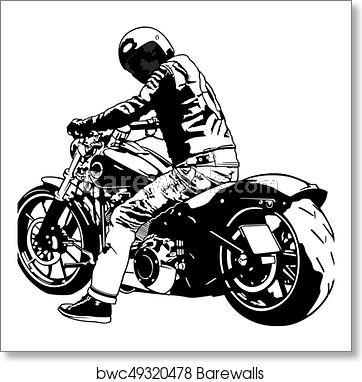 Harley Davidson And Rider, Art Print Barewalls Posters Prints 362x382 Harley Davidson And Rider, Art Print Barewalls Posters Prints