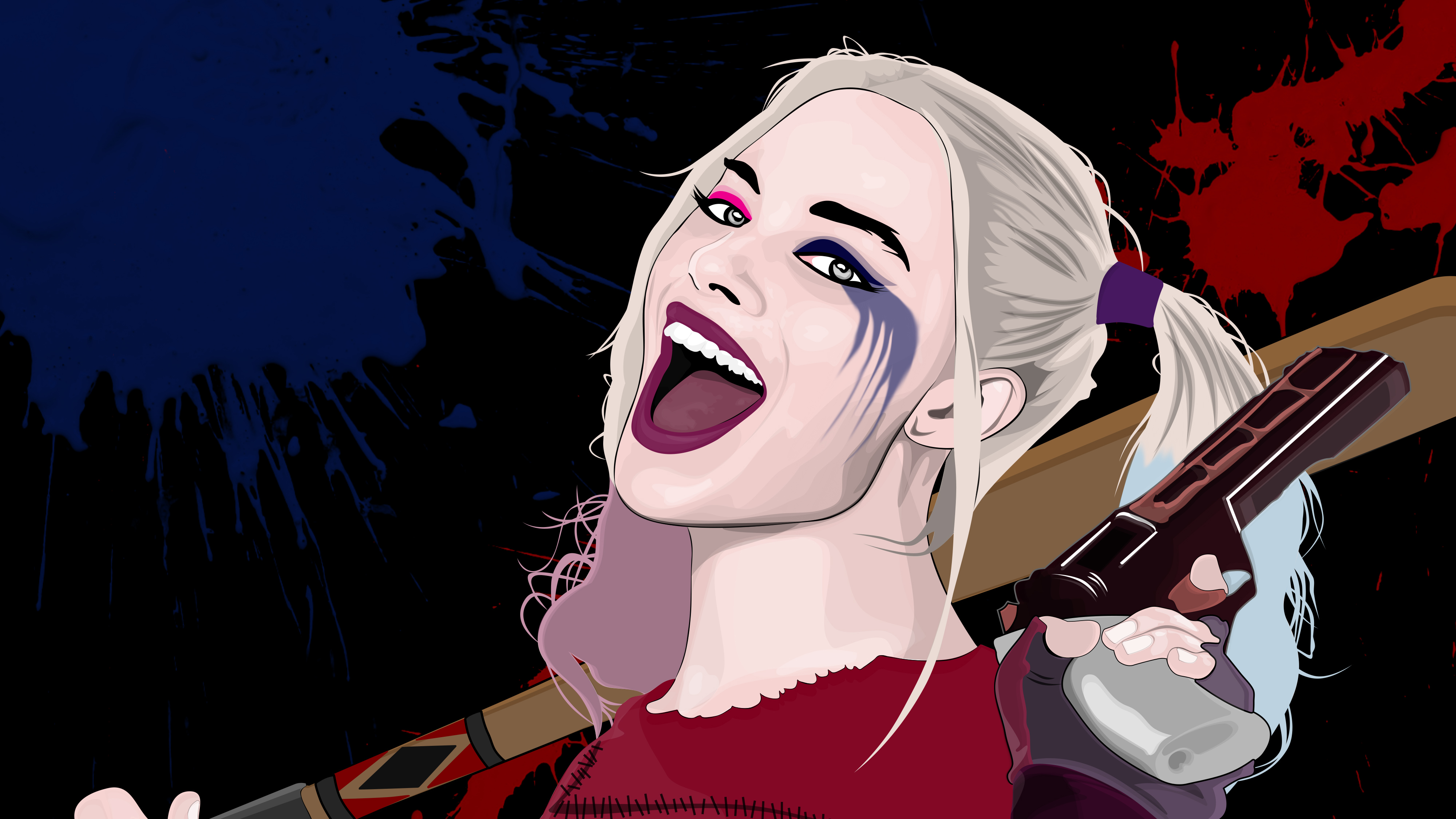 4000x2250 Harley Quinn Vector Portrait, Hd Superheroes, Wallpapers