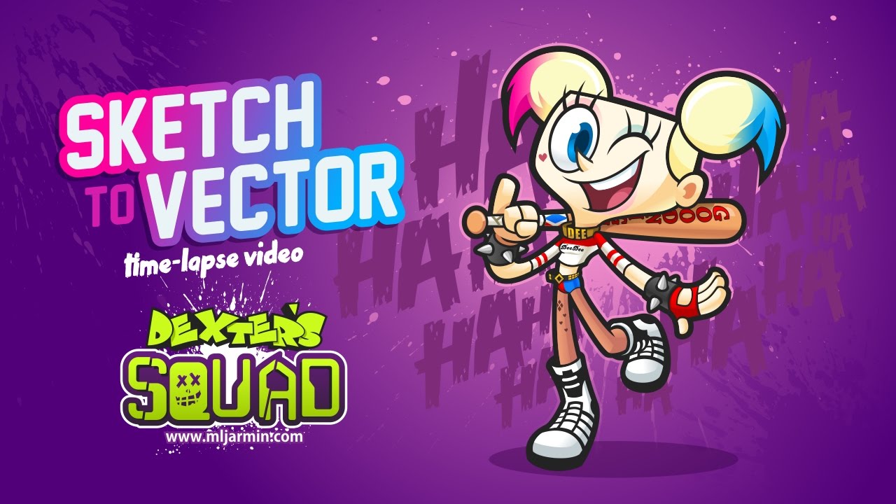 1280x720 Deedee X Harley Quinn Sketch To Vector Timelapse Video