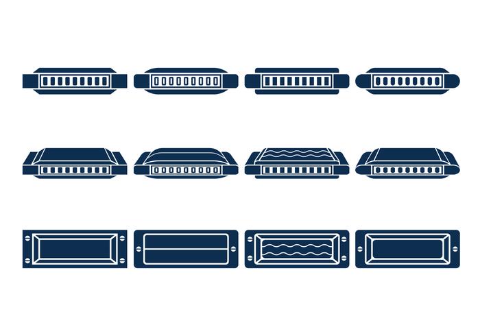 700x490 Harmonica Vector Icons Set