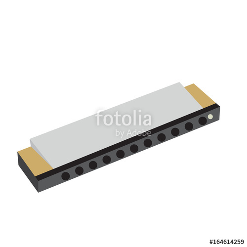 500x500 Isolated Harmonica On A White Background, Vector Illustration