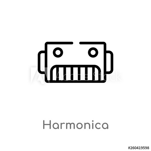 500x500 Outline Harmonica Vector Icon Isolated Black Simple Line Element