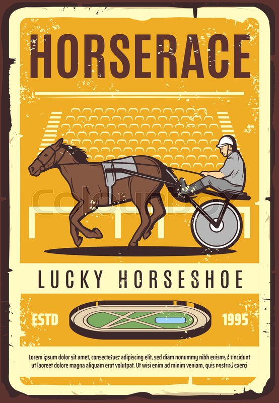 554x800 Harness Racing Equestrian Sport, Retro Stock Vector Colourbox