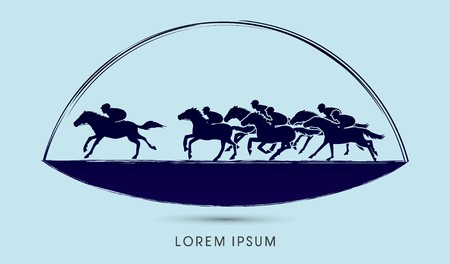 450x264 Horse Racinghorse With Jockey, Designed Using Grunge Brush