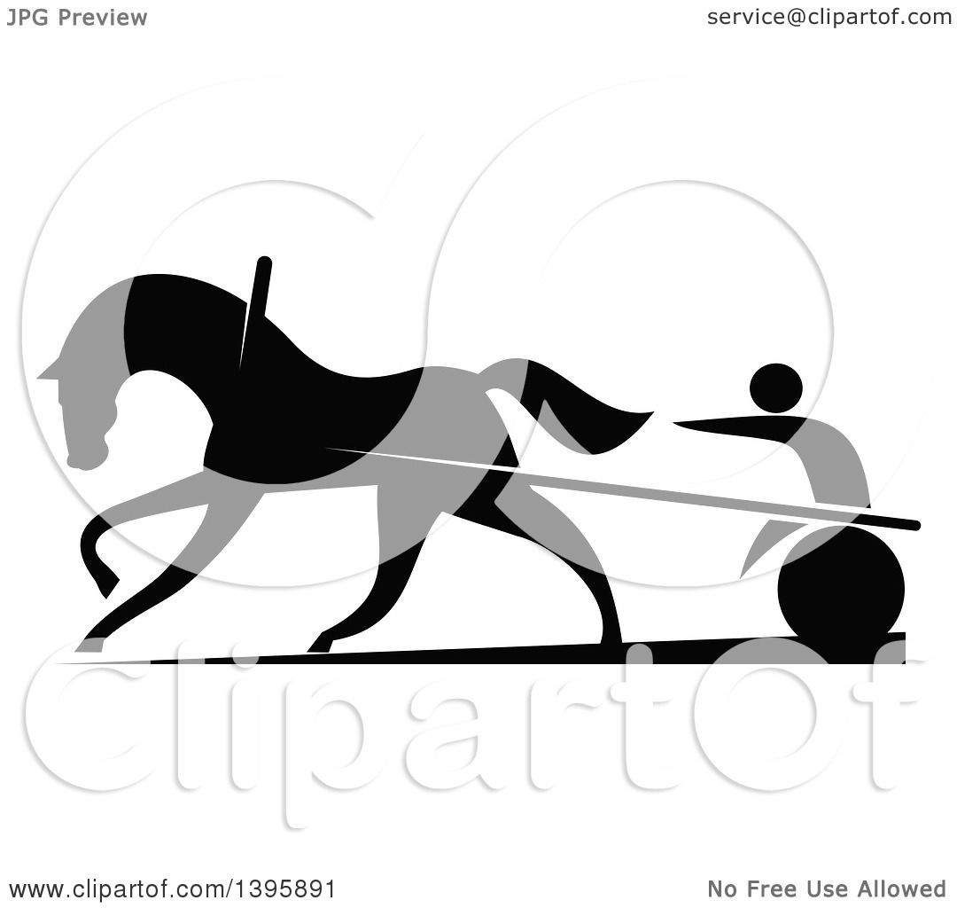 1080x1024 Clipart Of A Black Silhouetted Jockey And Horse Harness Racing