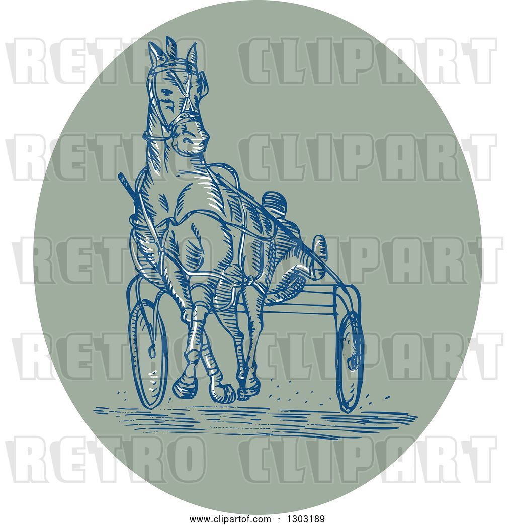1024x1044 Vector Clip Art Of Retro Sketched Or Engraved Harness Racing Scene