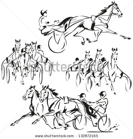 450x470 Four Harness Racing Themes Brush Drawing Based Vector