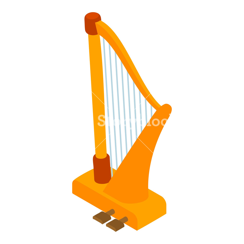 1000x1000 Harp Icon Isometric Illustration Of Harp Vector Icon For Web