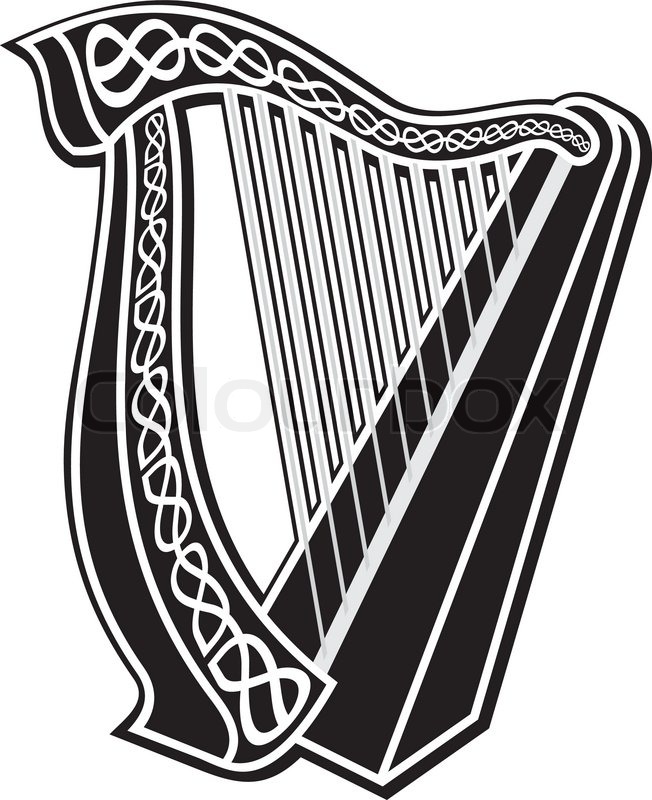 652x800 Black And White Harp Icon With Celtic Stock Vector Colourbox