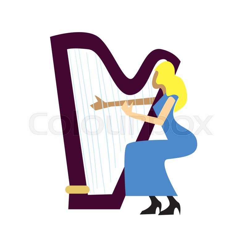 800x800 Musician Playing Harp Vector Stock Vector Colourbox