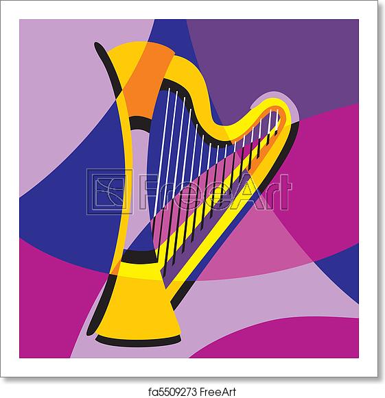 561x581 Free Art Print Of Harp Vector Image Harp Stylization Of Color