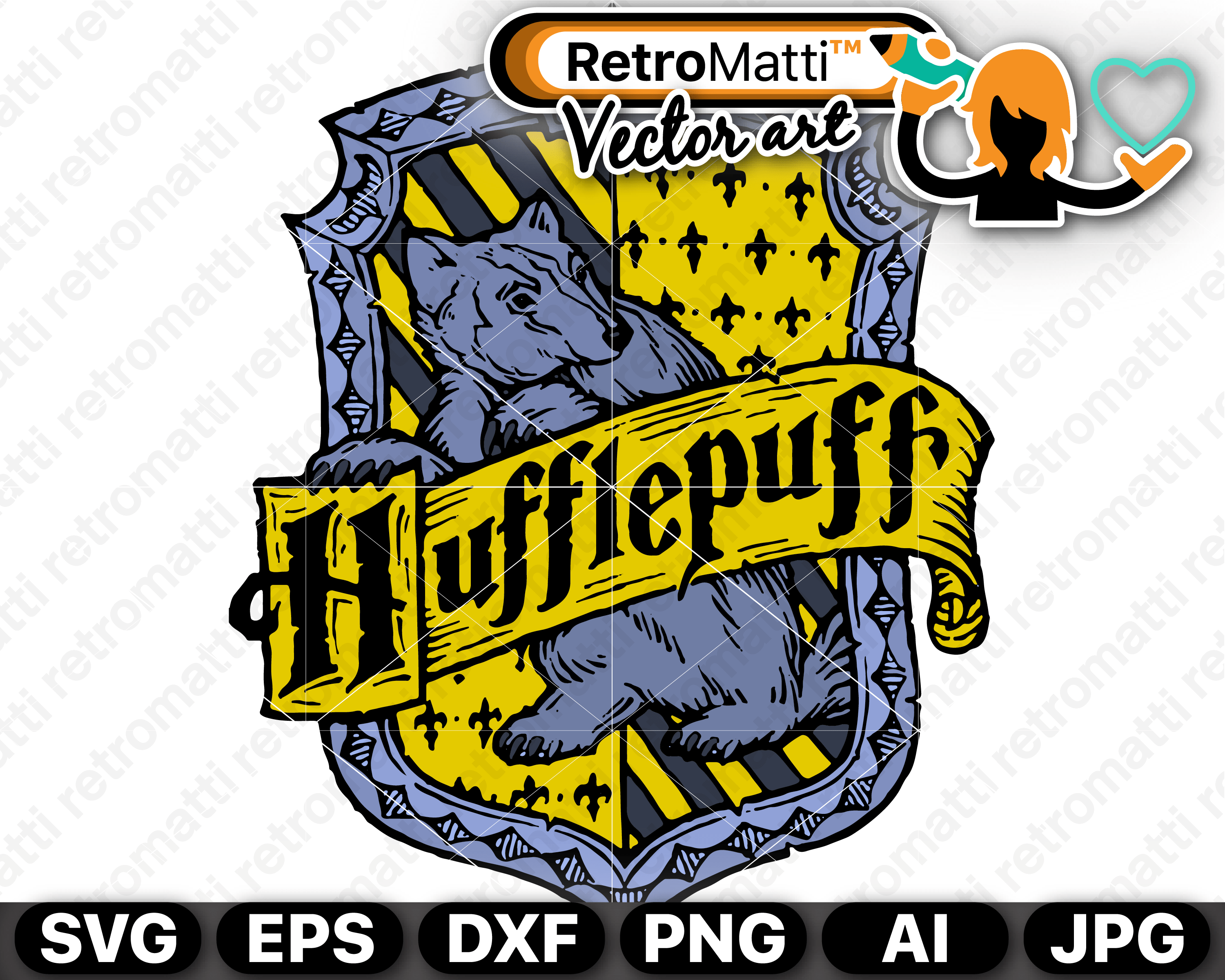 Hufflepuff Retromatti 3000x2401 Hufflepuff Retromatti
