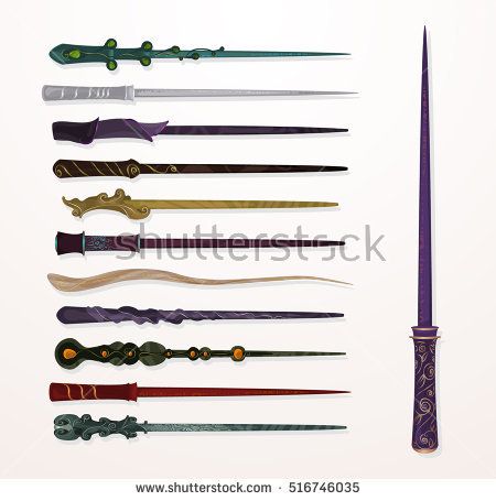 450x455 Magic Wand Set, Magical Objects Collection, Isolated On White