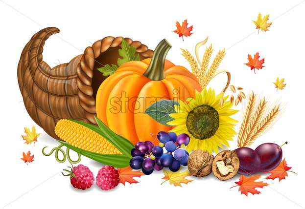 623x428 Fall Harvest Vector Realistic Pumpkin, And Sunflower Autumn