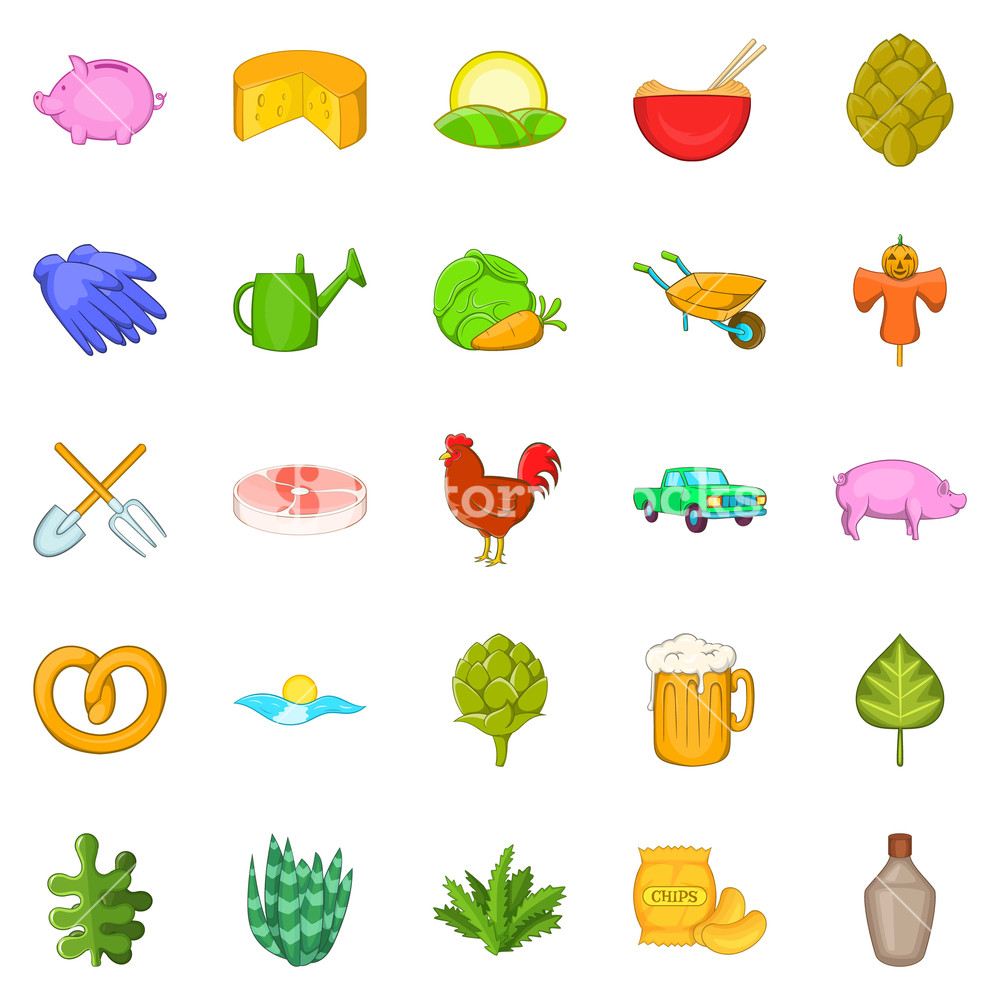 1000x1000 Farm Harvest Icons Set Cartoon Set Of Farm Harvest Vector