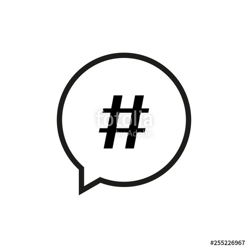 500x500 Hashtag Icon Vector Hashtag In Bubble Sign Symbol Stock Image
