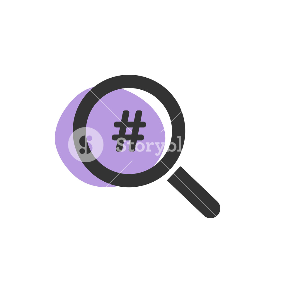 1000x1000 Magnifying Glass Looking For A Hashtag Isolated Web Icon Vector