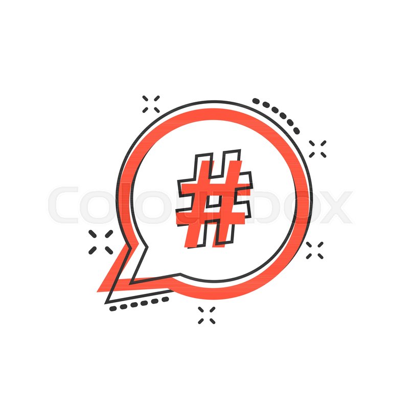 800x800 Vector Cartoon Hashtag Icon In Comic Stock Vector Colourbox