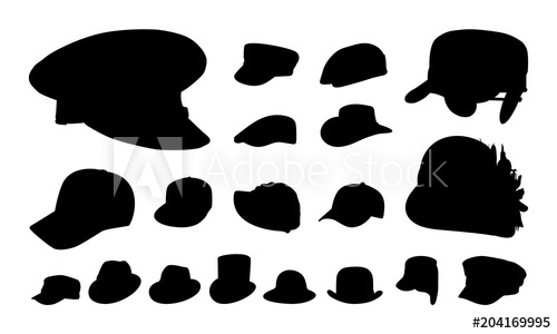 Set Of Various Hat Adn Cap Silhouette Vector Illustration 500x300 Set Of Various Hat Adn Cap Silhouette Vector Illustration