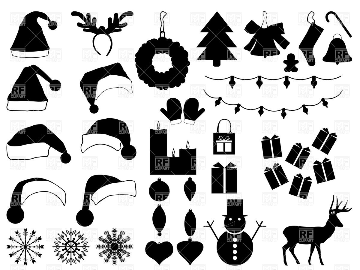 Silhouettes Of Christmas Hats And Decorations 1200x900 Silhouettes Of Christmas Hats And Decorations