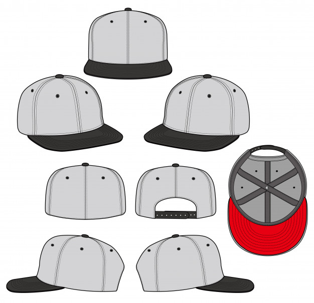 Snapback Cap Set Fashion Flat Technical Drawing Vector Template 626x605 Snapback Cap Set Fashion Flat Technical Drawing Vector Template