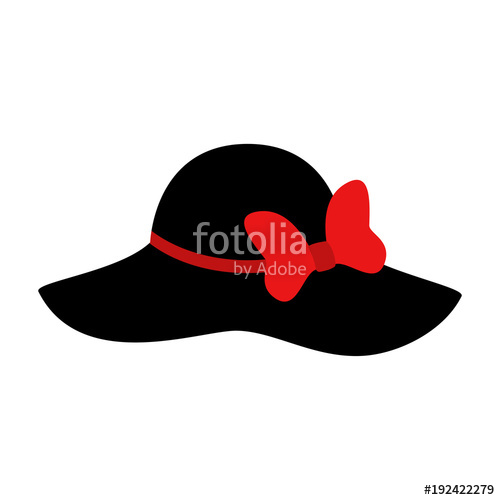 500x500 Fashion Hat Women's Black Hat With Bow Lady Retro Hat Vector
