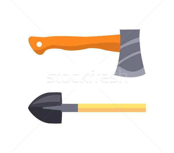 600x527 Set Of Isolated Icons Depicing Shovel And Hatchet Vector