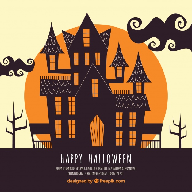 626x626 Halloween Background With Haunted House Vector Free Download