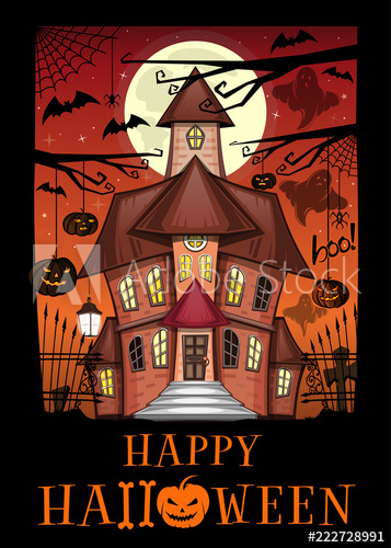 357x500 Halloween Design Halloween Greeting Card With A Haunted House