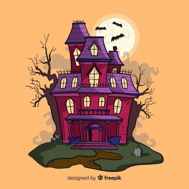 626x626 Hand Drawn Halloween Haunted House Vector Free Download