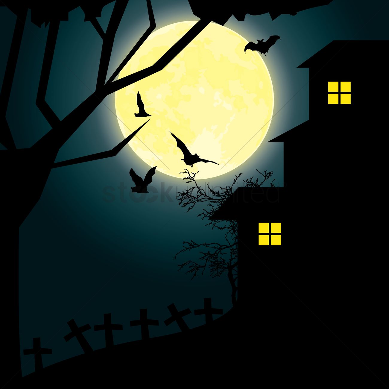 1300x1300 Haunted House Vector Image
