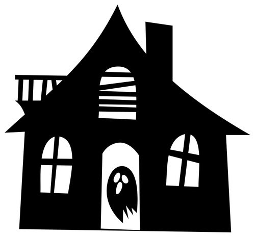 500x465 Haunted House Silhouette Image
