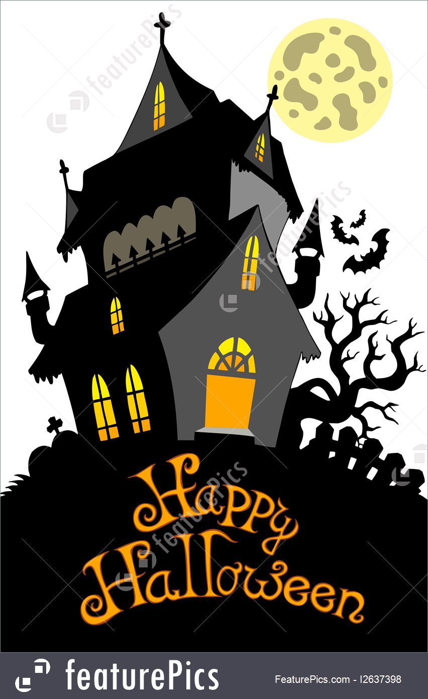 852x1392 Halloween Happy Halloween Sign With Mansion
