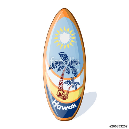 Surfboard With A National Hawaiian Pattern From The Palm Trees 500x500 Surfboard With A National Hawaiian Pattern From The Palm Trees