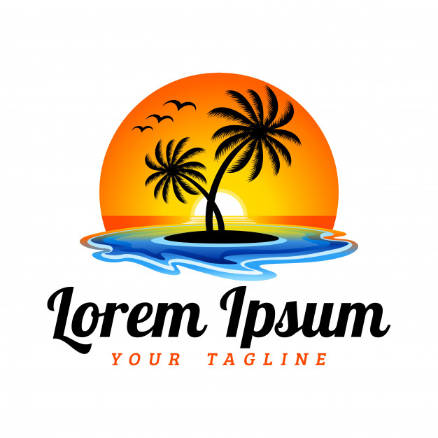 Hawaii Aloha Beach With Sunset View Logo Template Vector Premium 626x626 Hawaii Aloha Beach With Sunset View Logo Template Vector Premium
