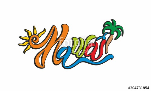Hawaii Cartoon Lettering Fridge Magnet Vacation 500x303 Hawaii Cartoon Lettering Fridge Magnet Vacation