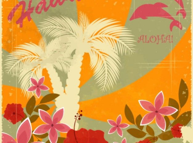 626x465 Hawaiian Retro Holiday Background Vector Set For The Love