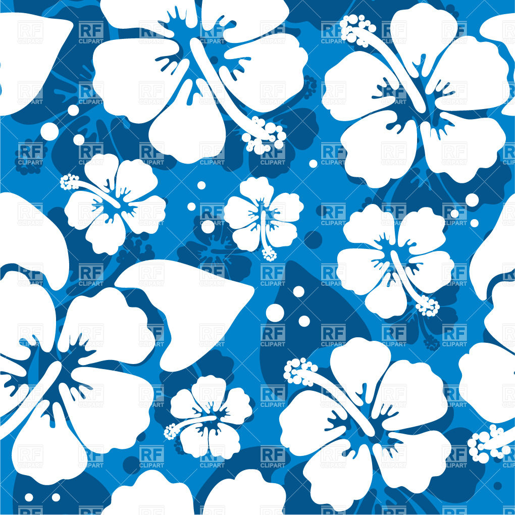 1020x1020 Seamless Blue Pattern With Hawaiian Hibiscus Flower Vector Image