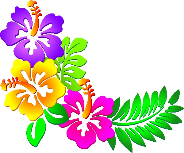 600x499 Hawaiian Flowers Borders Clip Art